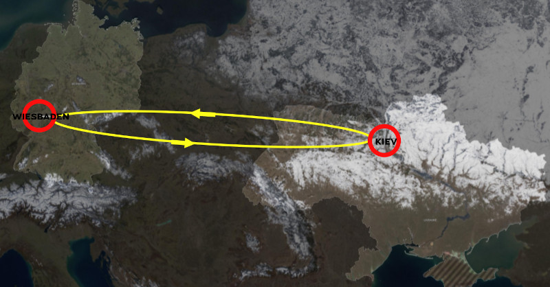 Mapa Kiev-Weisbaden
